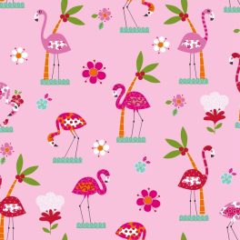 Flamingos on pink