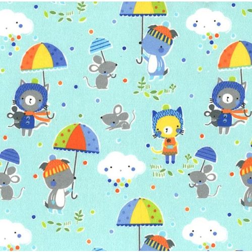 Puddle Play on Flannel - Blue