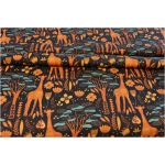 Giraffes and flowers on navy