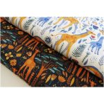 Giraffes and flowers on navy